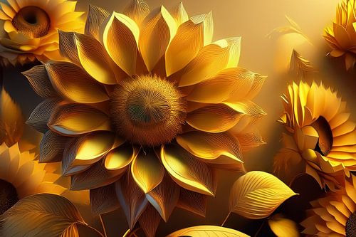 Zonnebloemen grafisch AI