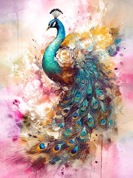 Abstracte pauw - kleurrijk van Your unique art