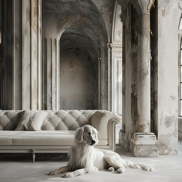 Zwischen Barock und Konkret: Die Serenade des weißen Hundes von Karina Brouwer