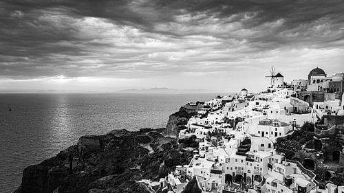 Sunset Oia in Black and White