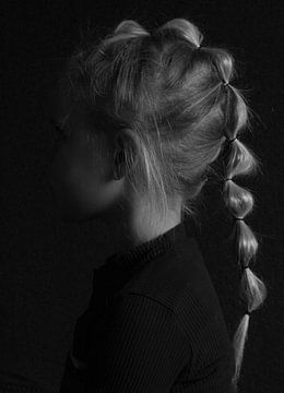 Girl with the braid black and white picture. by Wouter Van der Zwan