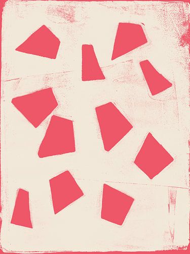 Formes abstraites en rose framboise fluo et blanc.
