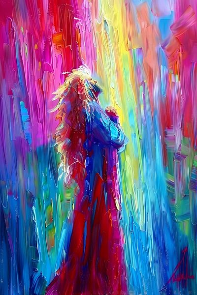 Colourful abstract parrot in vibrant hues by Art & Soul Creations