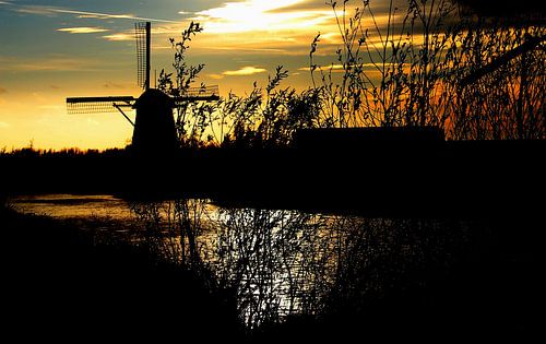 sunset at Kinderdijk