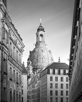 Frauenkirche Dresden (z/w) van Florian Schmidt