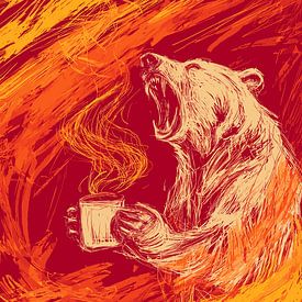 Ours en colère avec café sur Pixelbull Design