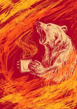 Angry bear with coffee by Pixelbull Design