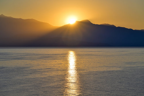 Golden sunrise in Greece