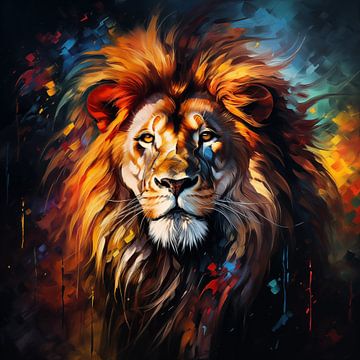 Portrait de lion coloré sur TheXclusive Art