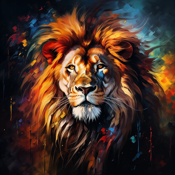 Portrait de lion coloré par TheXclusive Art