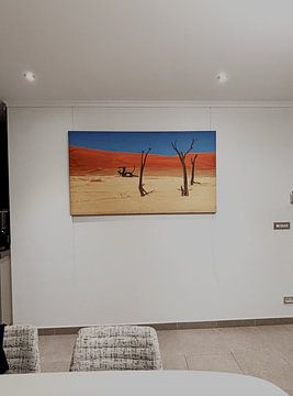 Klantfoto: Kale, oude bomen in Deadvlei, Namibië van Rietje Bulthuis