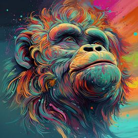 Psychedelische Kunst Schimpanse von AIstatic