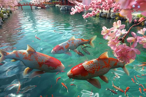 Koi karpers vissen in een vijver