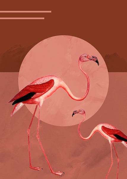 Bijbel Overgang Gematigd Flamingo tuin van Mad Dog Art op canvas, behang en meer