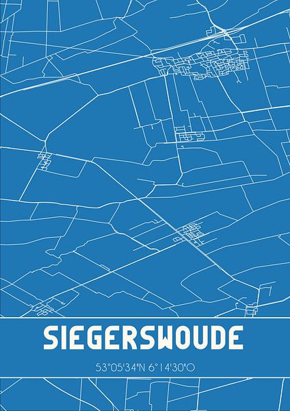 Blueprint | Carte | Siegerswoude (Fryslan) par Affiches de lieux