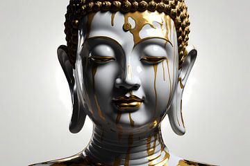 Stilvoller Gold-Buddha in modernem Design von De Muurdecoratie