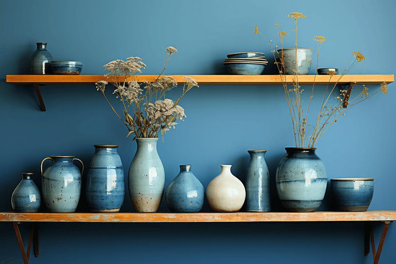 Mugs et vases bleus par Studio Allee