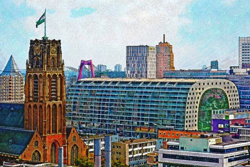 St. Lawrence Church and Market Hall, Rotterdam by Frans Blok - photos, art and other wall decoration