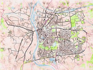 Karte von Zutphen im stil 'Soothing Spring'