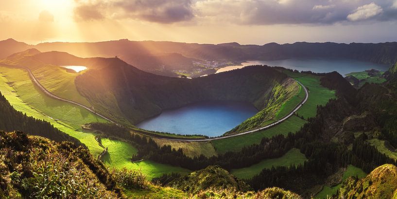 Azoren Sete Cidades Panorama van Sao Miguel van Jean Claude Castor