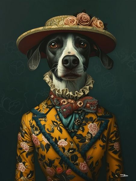 Hund in viktorianischem Kleid von Gelissen Artworks