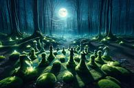 Magisch schaakspel in het maanverlichte bos van artefacti thumbnail