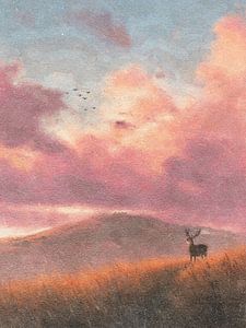 Hirsche in der Morgendämmerung