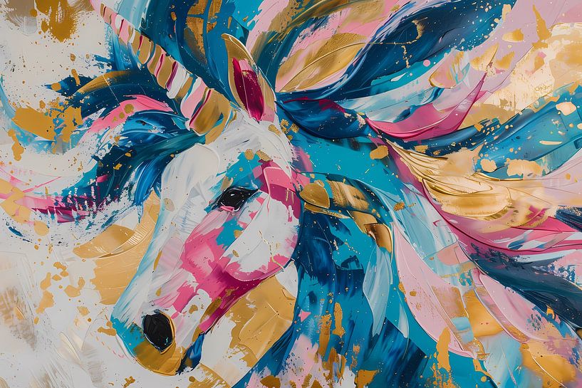 Colourful abstract painting of a unicorn by Art & Soul Creations