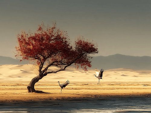 Crane song under the evening sky