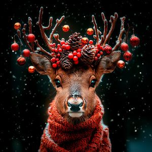 Les rennes dans l'ambiance de Noël