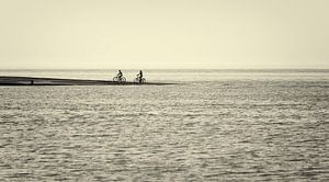 Cyclistes au bord de la mer