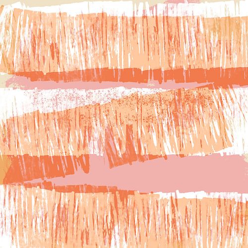 Pays de rêve. Paysage dans les tons pastel. Art abstrait moderne en orange et rose
