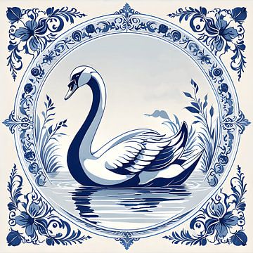Delfter Blauer Schwan von FoXo Art