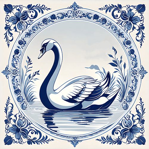 Delftsblauw Zwaan