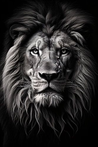 Minimalist animal portrait in black and white