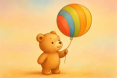 Vrolijk beertje met ballon