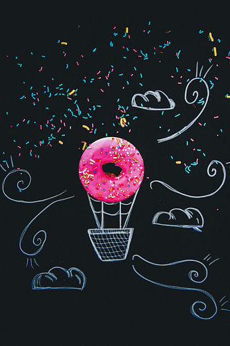 Donuts Hot air balloon, fine art digital work