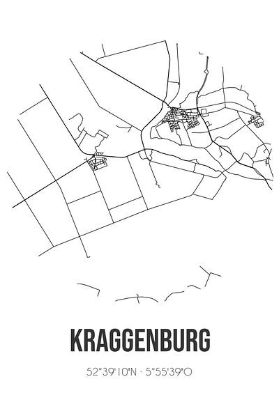 Kraggenburg (Flevoland) | Map | Black and White by Prints of Place