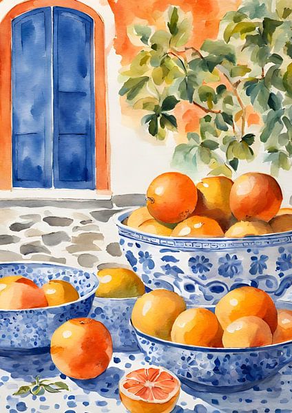 Orangen Mit Blau von Ohkimiko 