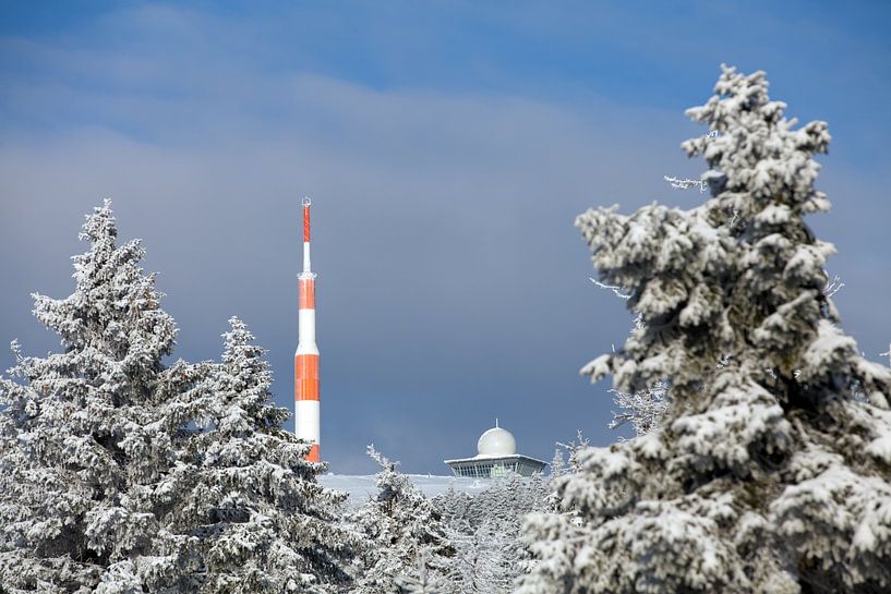 View of the snowy Brocken summit in the Harz mountains by t.ART