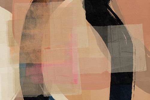 Abstracte kunst in zwart en bruin.