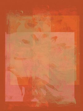 Modern abstract minimalist organic shapes in vivid orange and pink