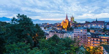 Lausanne aan het meer van Genève in Zwitserland van Werner Dieterich