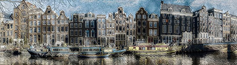 Panorama auf dem Kanal, Amsterdam von Rietje Bulthuis
