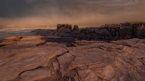 Zandstorm bij de Moonscape Overlook, Utah