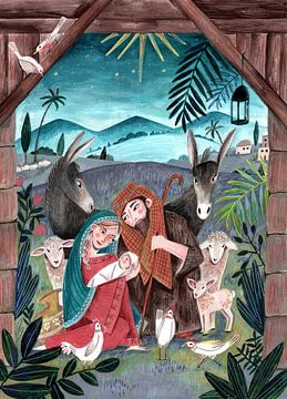 Kerst met Maria en kindje Jezus van Caroline Bonne Müller