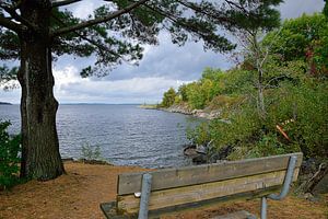 Eine Bank in der Belle Bay