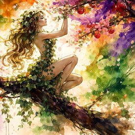 Nymphe dans un arbre sur Linda de Klein