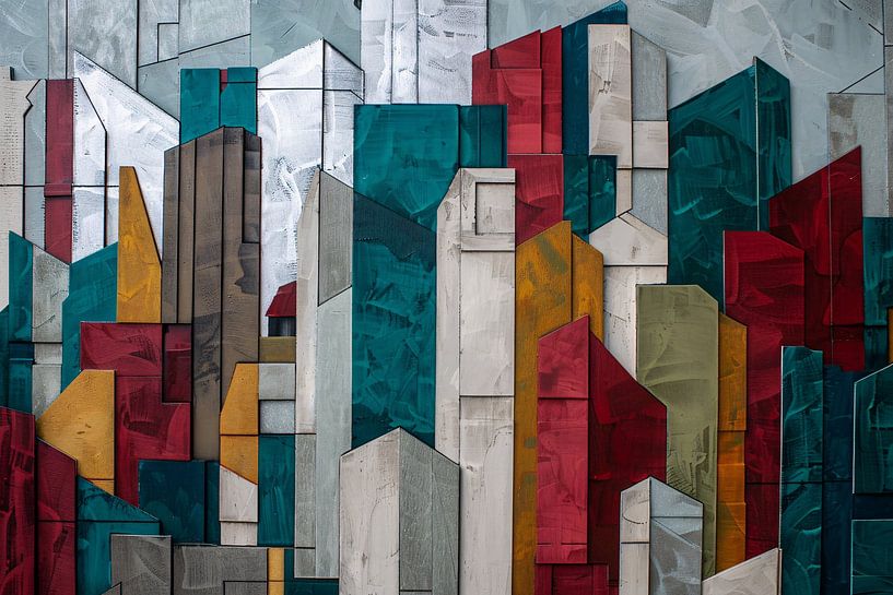 Abstracte kleurrijke skyline met geometrische vormen van Art & Soul Creations