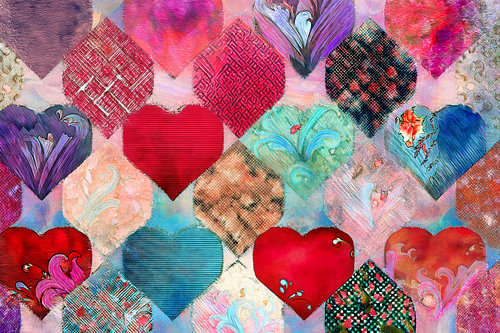 Een patchwork van harten